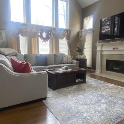 Grand vaulted living room after a deep clean
