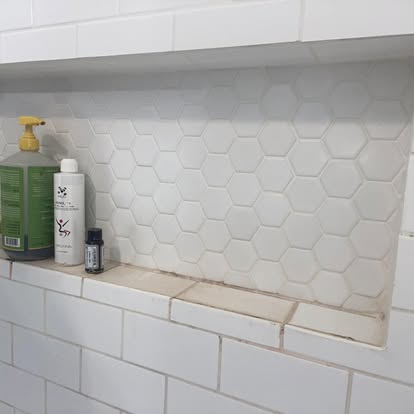 Hand-scrubbed tile and grout